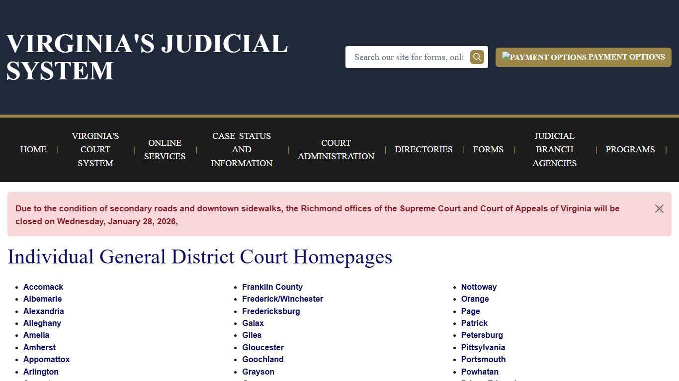 Individual General District Court Homepages Virginia Court System