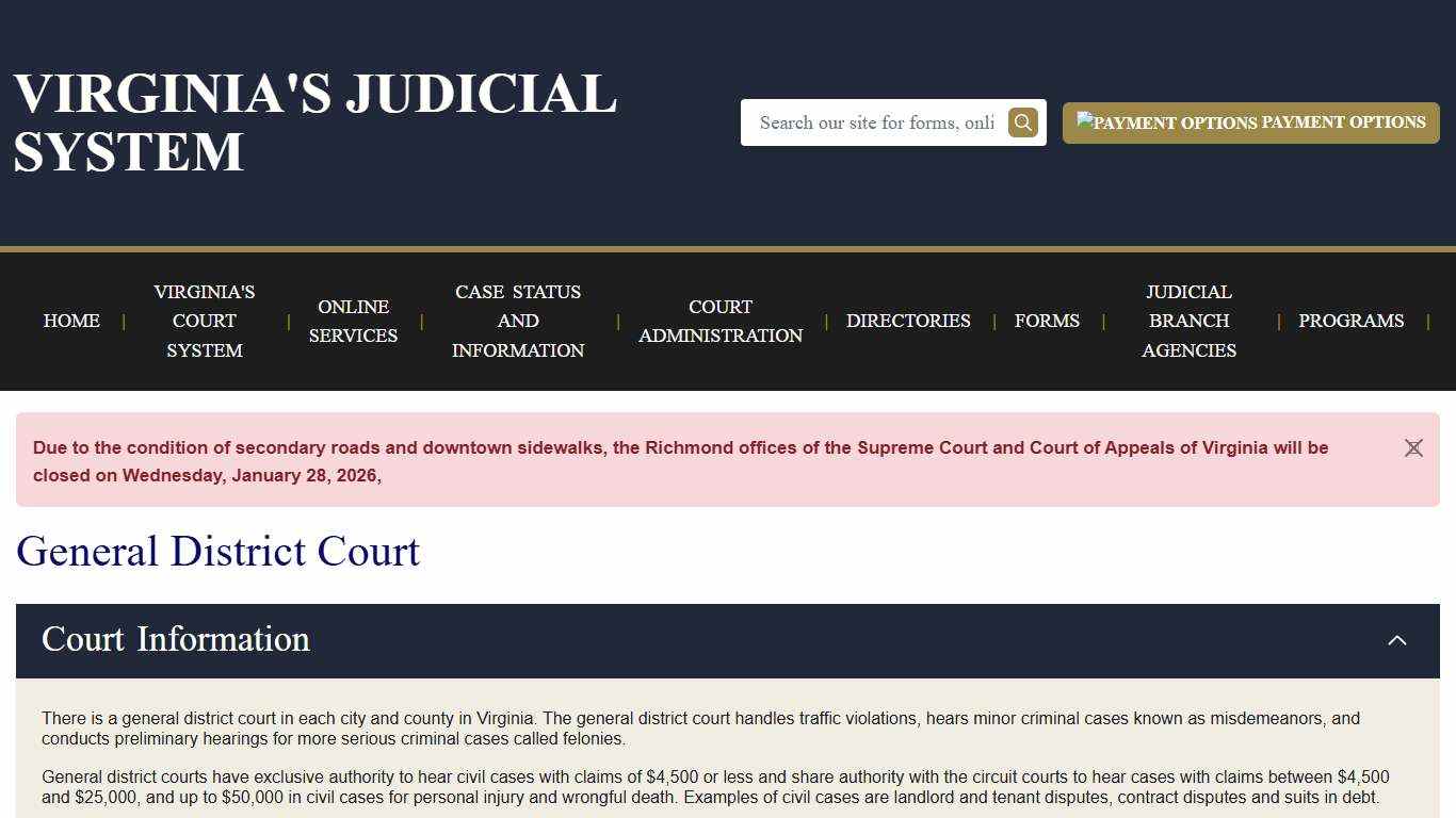 General District Court Virginia Court System